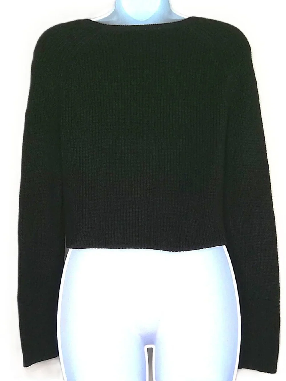 White House Black Market Cropped Sweater Y2K Black Pullover Stretch Knit Sz S